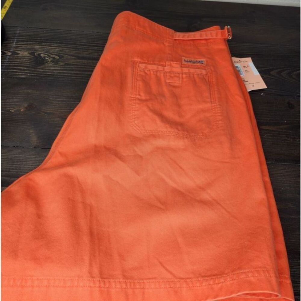 Lauren Ralph Lauren Womans NWT Twill Shorts 16 Tangerine Cotton Cinch Waist - Picture 2 of 13